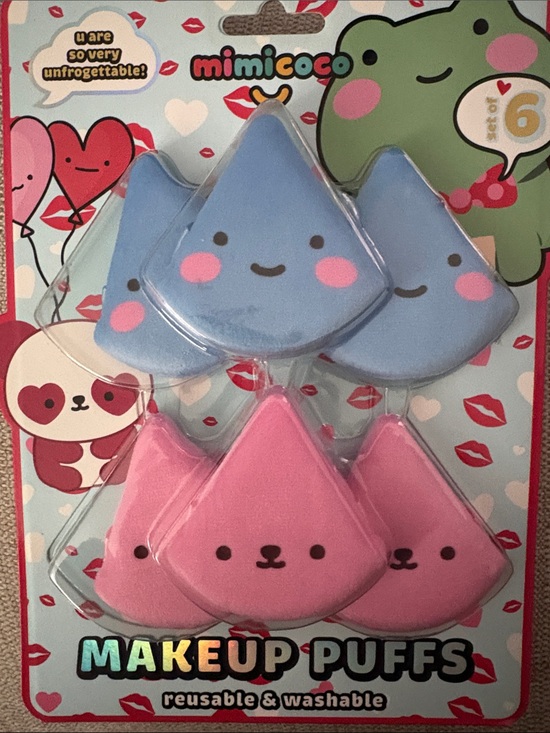 Other - mimicoco Cute Cat & Drop Makeup Puffs - Blue & Pink